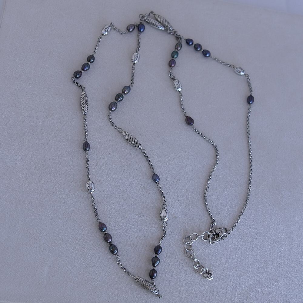 Brighton Drema Pearl Long Chain Necklace Purple Faux Pearls Retired Design 42"